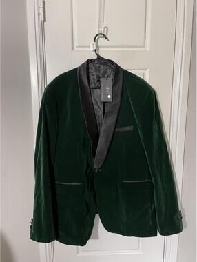 Suits for Men Size 3XL Green Velvet Shawl Lapel M296